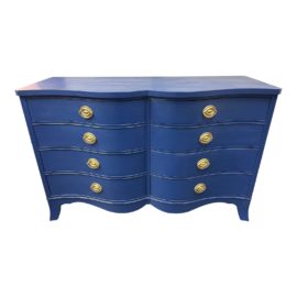 Vintage Drexel Heritage Cobalt Blue Eight Drawer Dresser