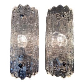 Carl Fagerlund Orrefors Textured Clear Glass Sconces, a Pair. Original Price: $4,000