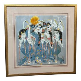 Tie Feng Jiang "Cranes" Limited Edition Lithograph, Framed