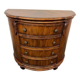 Vintage Demilune Four Drawer Commode Cabinet