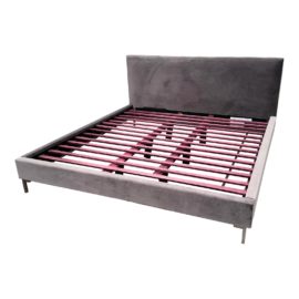 NEW Eastern King Saatva Santorini Graphite Vintage Velvet Bed Frame. Original Price: $1,695
