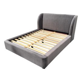 NEW Queen Size Saatva Cassis Platform Graphite Velvet Bed Frame. Original Price: $2,200