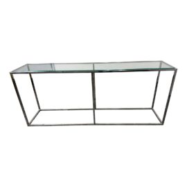 Restoration Hardware Nicholas Glass + Chrome Console Table. Original Price: $1,500