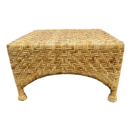 McGuire Furniture Woven Wicker Ottoman