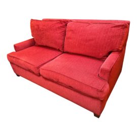 Custom Red Chenille Two Over Two  Sleeper Sofa