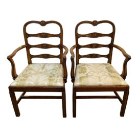 Vintage George III Style Arm Chairs, a Pair