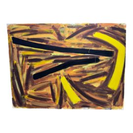 Signed 1986 - 5ft 9in X 7ft 9in Jean Pierre Bruneaud - Atelier Leyteire 44 Bordeaux Painting on Stretched Canvas