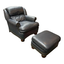 Hancock & Moore Austin Leather Chair + Ottoman
