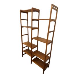 1960s Walnut Two Tier Mid Century Modern Bookshelf