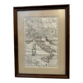 Vintage Italy and Surrounding Countries Bookplate Map, Framed