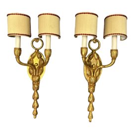 Paul Ferrante Dual Arm Wall Sconces, a Pair