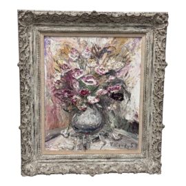 Circa 1957 Rose Bouquet Palette Knife Artwork, Signed & Dated by Artist