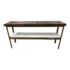 Custom Design Two Tier Wood + Marble Console With Brass Frame. Original Price: $3,575