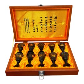 Jiu Quan Jade Wine Glasses, Luminous Cups, China. Set of Eight