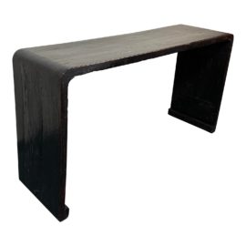 Vintage Burmese Black Lacquer Waterfall Console With Scrolling Feet