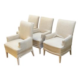 Sunrise Home Set of Four Linen Slipcover Arm Chairs. Original Price: $3,600