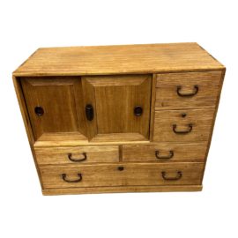 Antique Japanese Tansu + Sliding Doors + Five Drawers