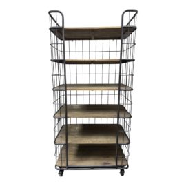 Restoration Hardware Circa 1900 Caged Baker's Rack Single Shelving. Original Price: $2,200
