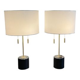 Nova Palos Verdes Brass + Stone Table Lamps, a Pair. Original Price: $398