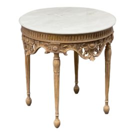 Antique French Neoclassical Marble Top Carved Side Table. Original Price: $7,000