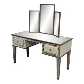 Simpsons London Charleston Tiffany Vanity Desk + Tri Fold Mirror. Original Price: $21,000