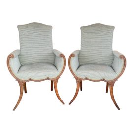 Antique French Fireside Chairs, a Pair