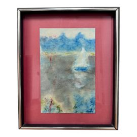 Abstract Sailboat Watercolor, Artist Unknown
