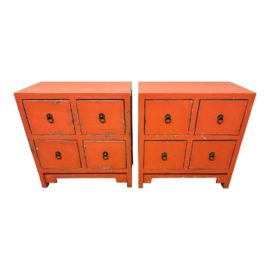 Vintage Asian Style Nightstands, a Pair
