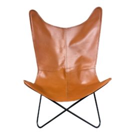 Feather Leather Butterfly Chair