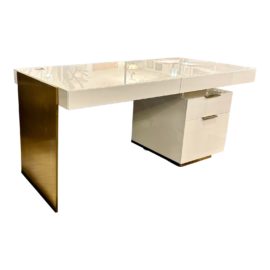 Rove Concepts Arlo Glossy White Lacquer Office Desk. Original Price: $2,719