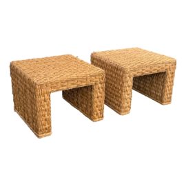 Seagrass Woven Side Tables, a Pair