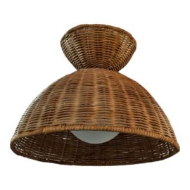 Anthropologie Liz Woven Wicker Flush Mount Light