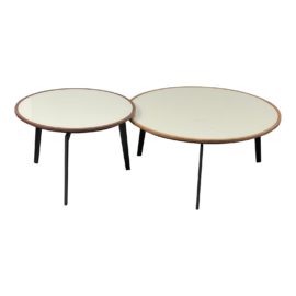 Flexform Antonio Citterio Plano Small + Large Round Nesting Coffee Tables, a Set