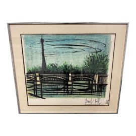 Bernard Buffet Framed Lithograph 'Pont De Grenelle', Signed Dated 1968