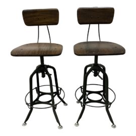 Restoration Hardware Toledo Industrial Revolution Adjustable Stools, a Pair. Original Price: $800