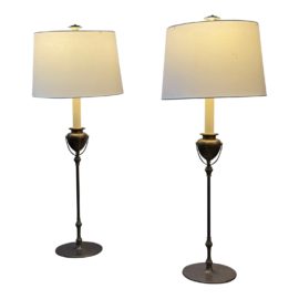 Vintage Chapman Bronze Urn + Balaster Table Lamps, a Pair. Original Price: $2,200