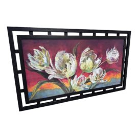 Floral Art Work in Contemporary Black Metal Frame