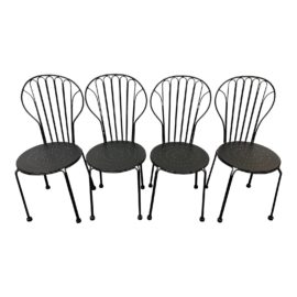 Vintage Bistro Patio Metal Chairs, a Set of Four