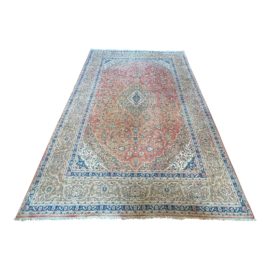 Vintage Isfahan Kashan Hand Knotted Area Rug - 9′5″ × 13′2″