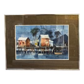 Alex Leonoff "Blue Lagoon" Original Watercolor Painting