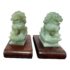 Vintage Green Jade Carved Fu Dogs + Stands