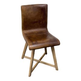 Palecek Rustic Brown Leather Side Chair. Original Price: $1,500