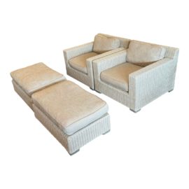 Restoration Hardware All-Weather Wicker Chair+Ottoman + Cushions