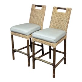 McGuire Furniture Thomas Pheasant Counter Stools, a Pair