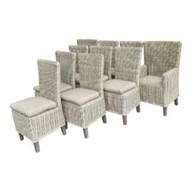 Restoration Hardware Majorca All-Weather Wicker Dining Chairs, a Set of 10
