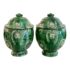 Vintage Yuan Dynasty Style Chinese Green Glazed Pottery Covered Jars, a Pair