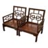 Vintage Chinese Rosewood Arm Chairs, a Pair
