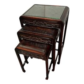 Vintage Chinese Rosewood Nesting Tables, Set of 3