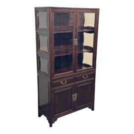 Vintage Asian Rosewood Two Piece China Cabinet