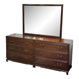 Vintage Pair of Chinese Rosewood Dressers + Mirror